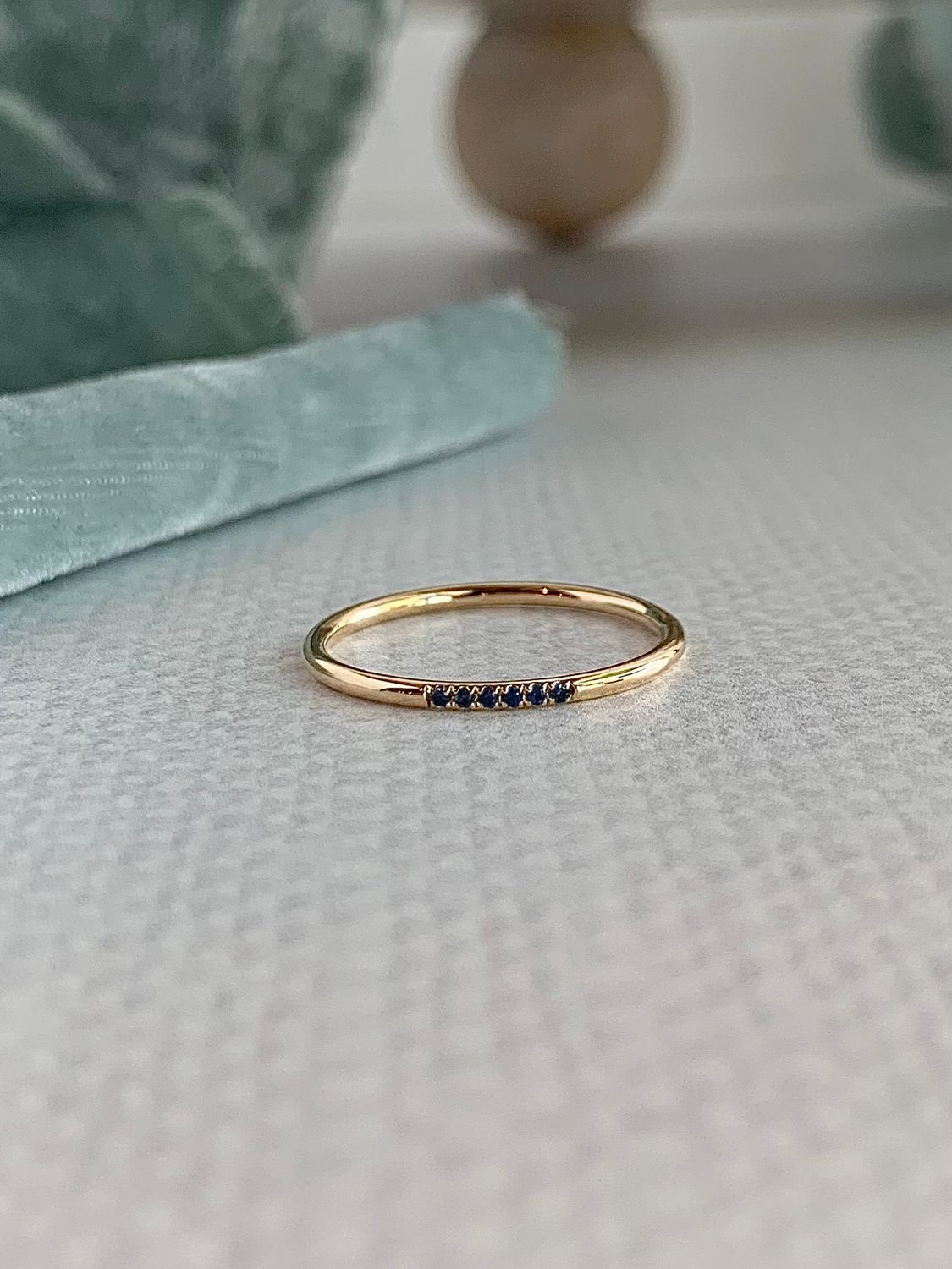 Dainty Sapphire 14k Yellow Gold Stacker Ring