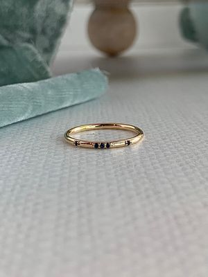 Scattered Sapphire 14k Yellow Gold Stack Ring