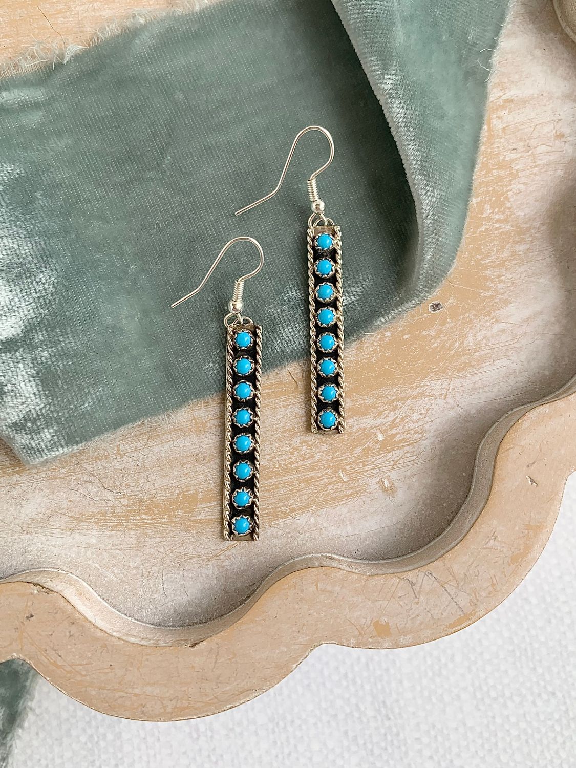 ocho turquoise silver bar earring