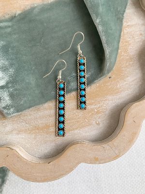 ocho turquoise silver bar earring
