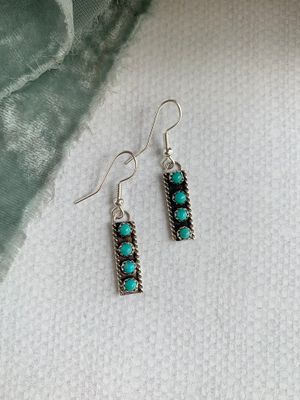 Minimalist turquoise and silver bar earring