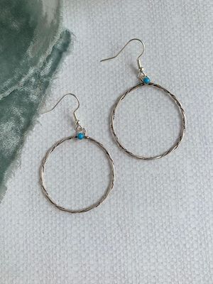 twist silver circle turquoise earring