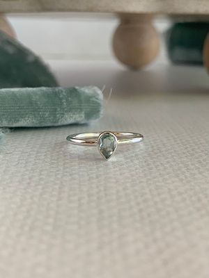 Pear Aquamarine Silver Ring