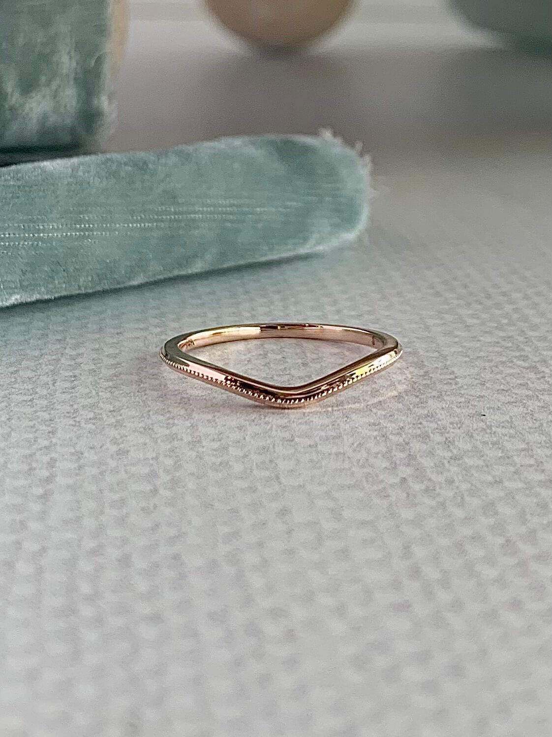Sweet Milgrain Contour 14k Rose Gold Band