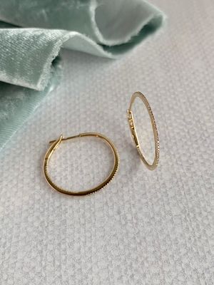 Classic 1-inch Diamond .24ctw 18k Yellow Gold Thin hoop Earrings