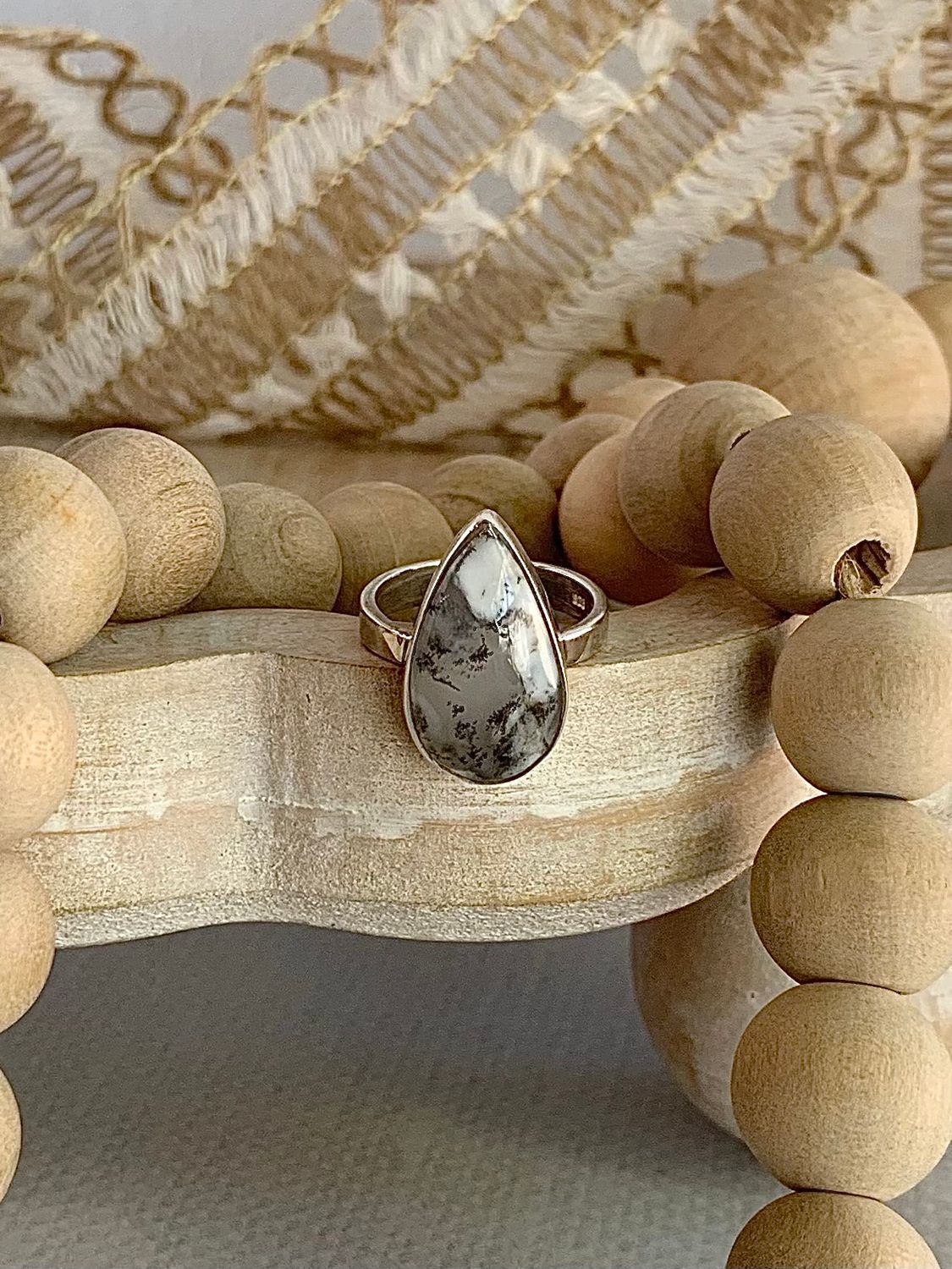 Joyful Dendritic Agate Silver Ring