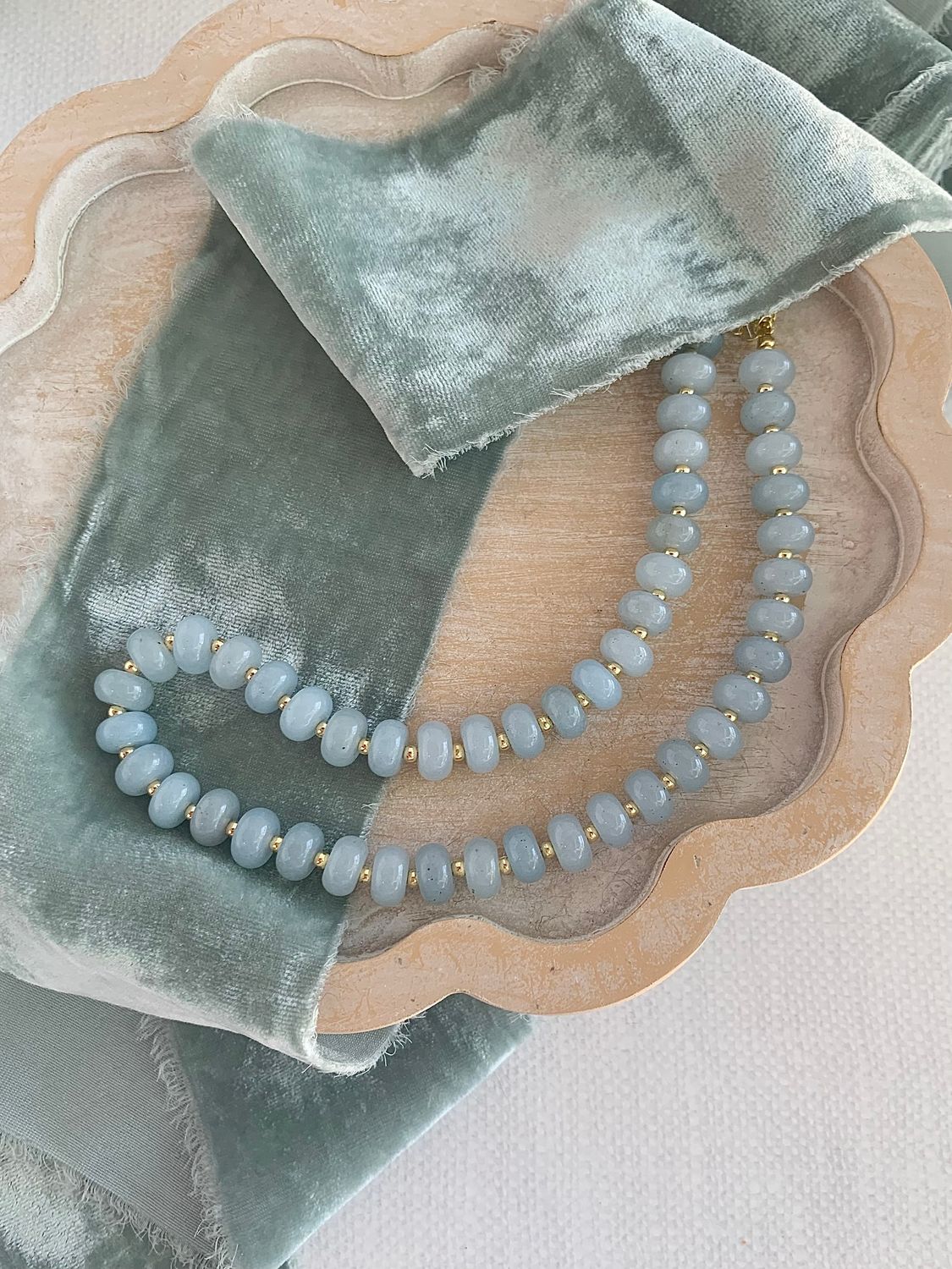 Blue Chalcedony Mixed Metal Necklace