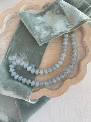 Blue Chalcedony Mixed Metal Necklace
