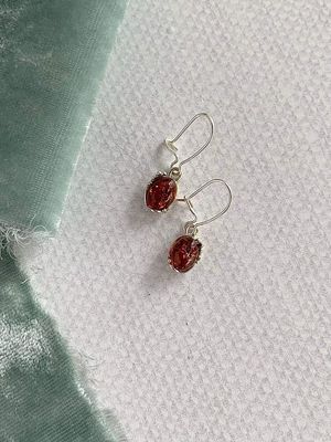 Dainty Amber Silver Earrings