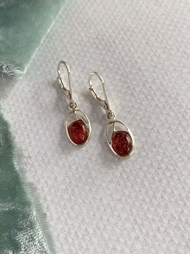 Amber Silver Earrings