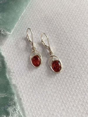 Amber Silver Earrings