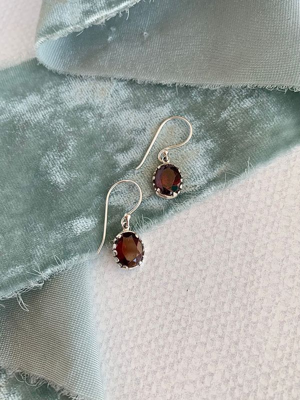 Luscious Garnet Silver Earrings
