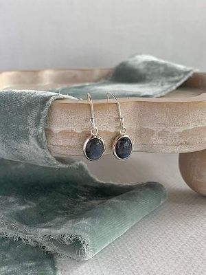 Dark Labradorite Silver Earrings
