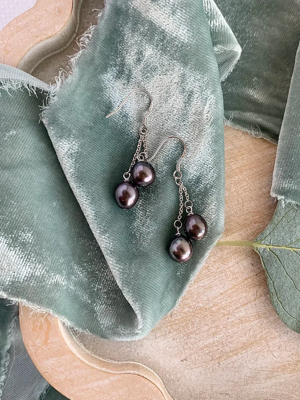 Double Peacock Freshwater Pearl Silver Earring