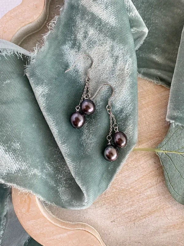 Double Peacock Freshwater Pearl Silver Earring