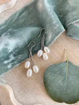 Freshwater Pearl Trio Silver Earring