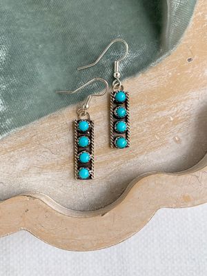 Navajo turquoise silver bar earring