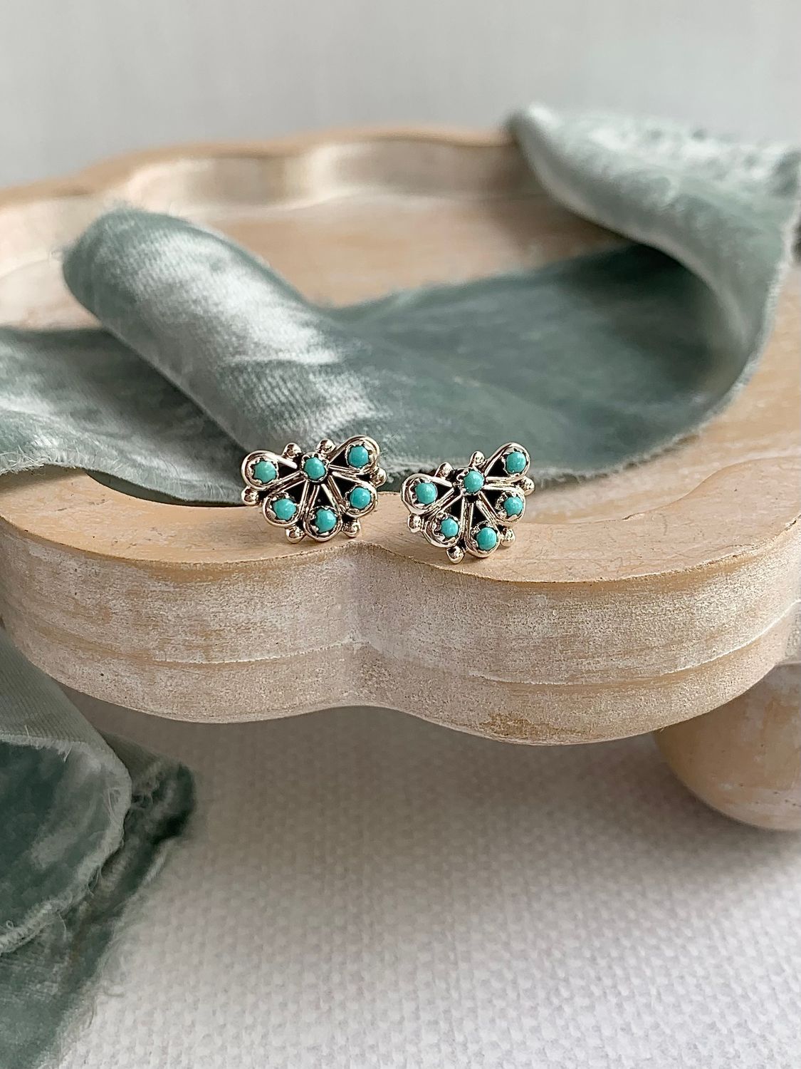 Turquoise butterfly silver post