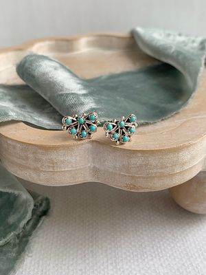 Turquoise butterfly silver post