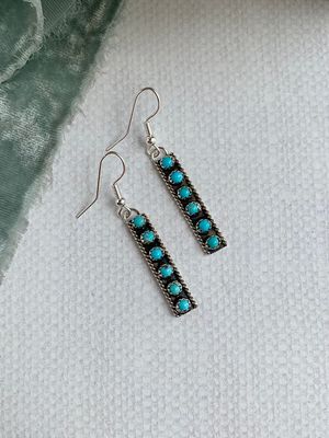 Six Turquoise Silver Bar Earring