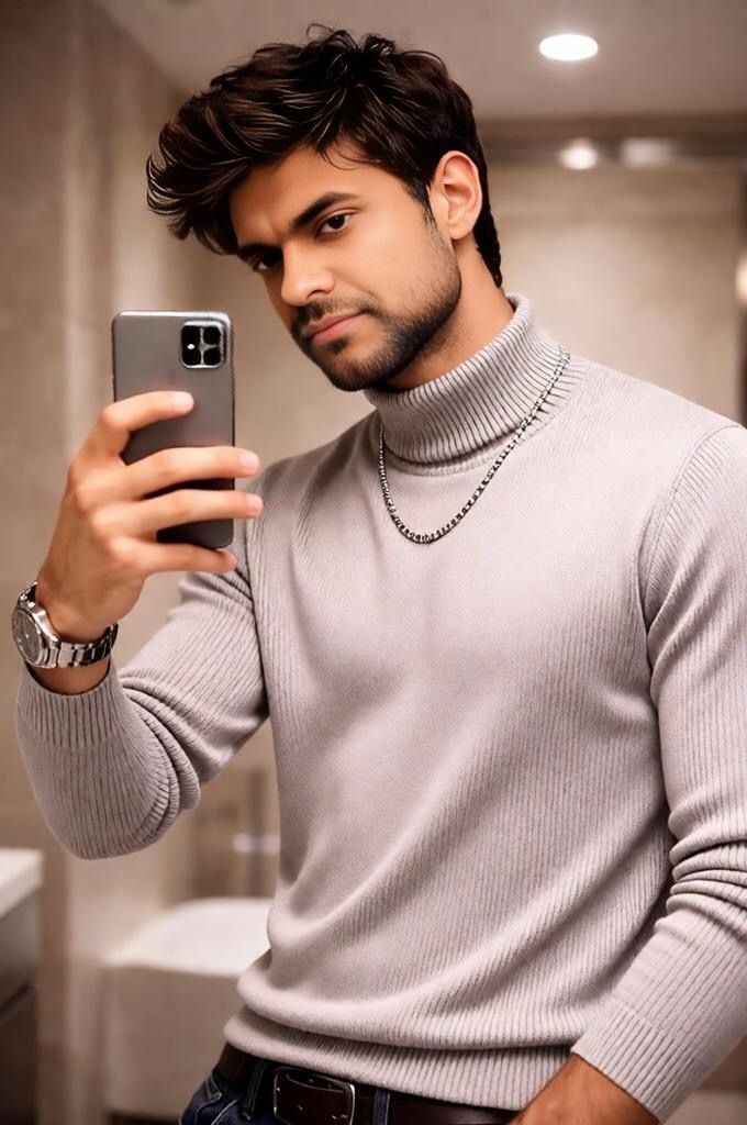 Men's Solid Color Simple Style Turtleneck Long Sleeve Regular Fit Men's Tops