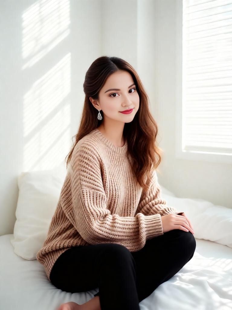 Loose Long Sleeve Knitted Round Neck Pullover Women's Sweater Comfortable Base Layer Top Vertical Stripes Design Casual Style