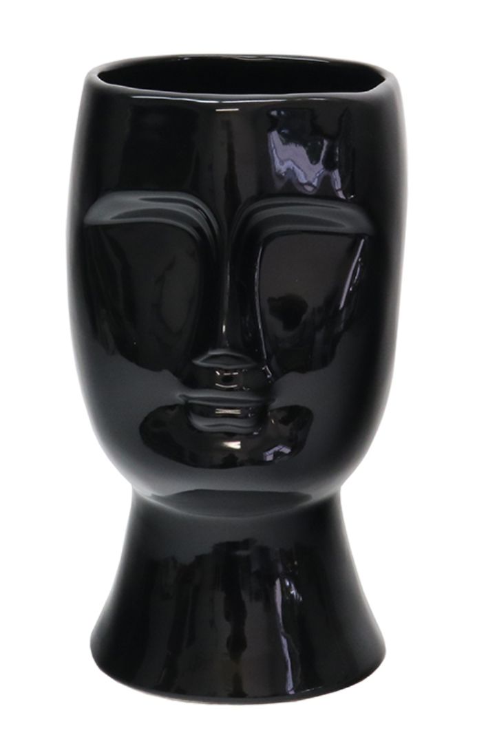 Angelo Ceramic Face Vase Black Medium
