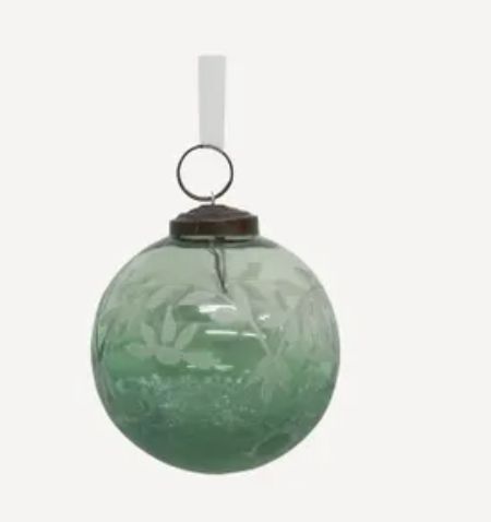 Sandblasted Leaf Teal Bauble