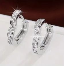 Silver Ear Huggie Heart