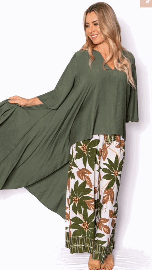 Khaki hi-low tunic