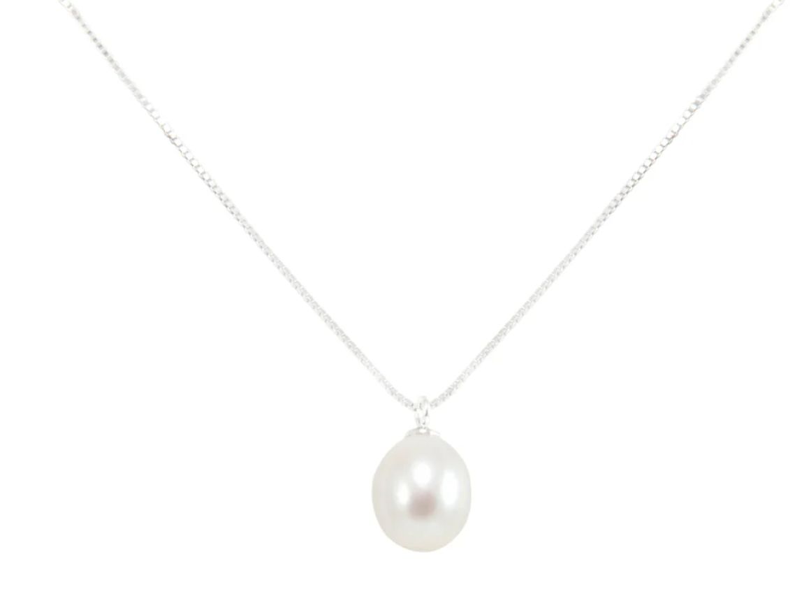 White Pearl and Silver Pendant