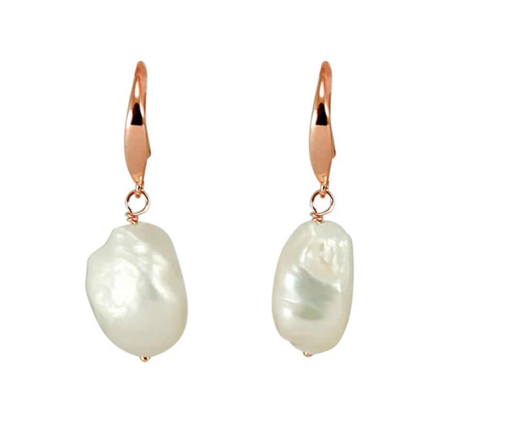 White Baroque Pearl Earrings