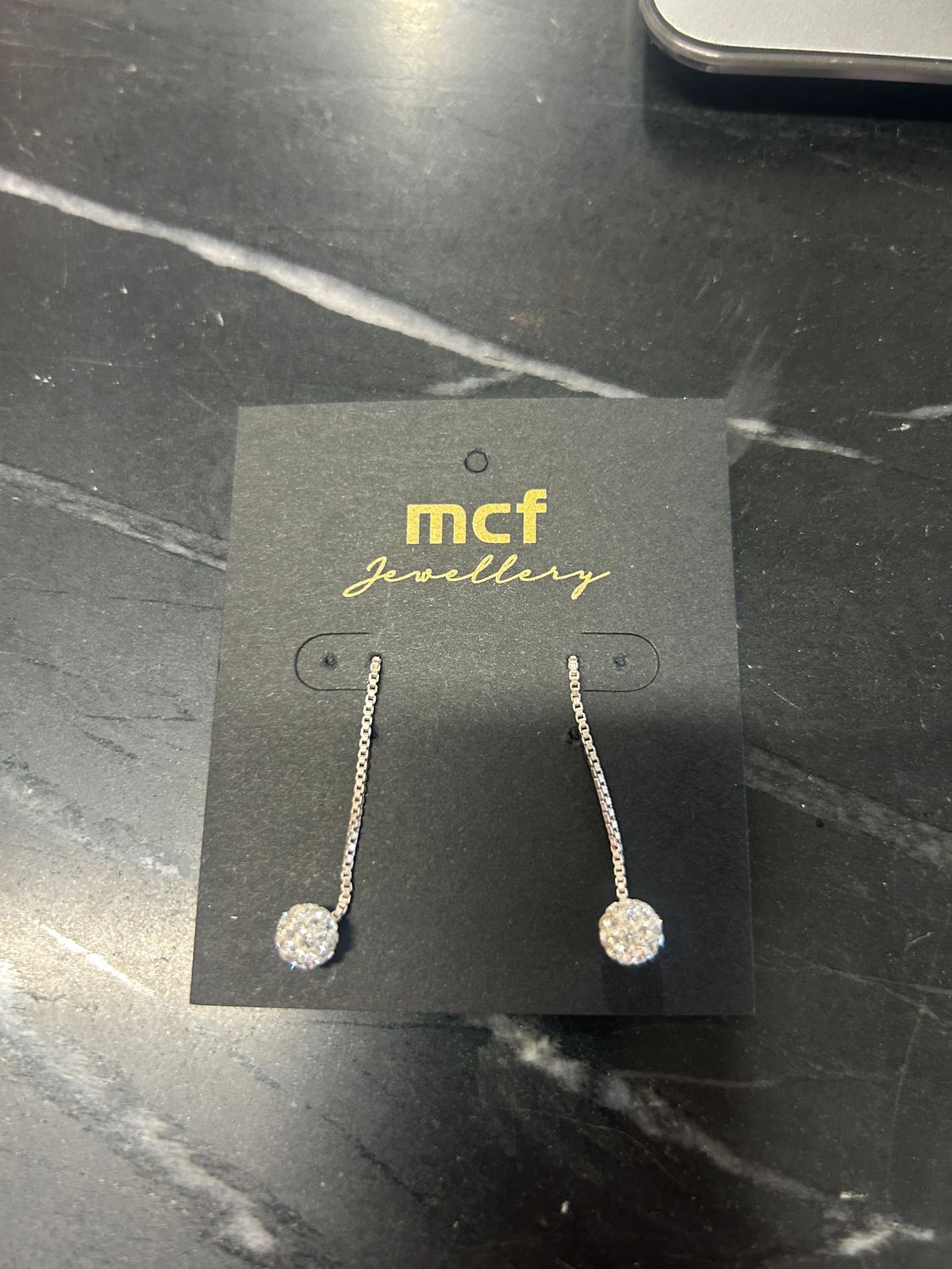 Chain and Crystal Ball Earring