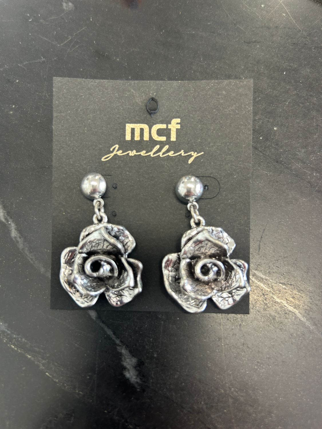 Rose Earrings Silver