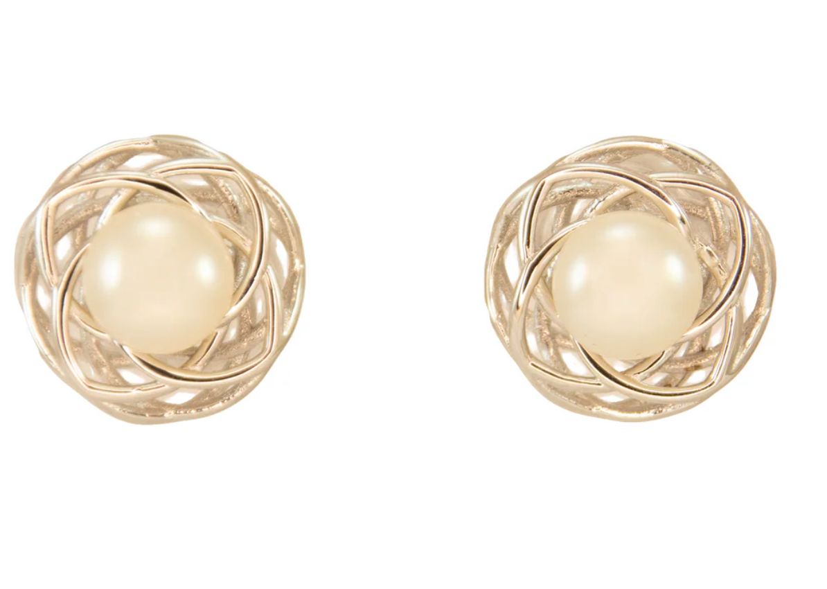 Silver Nest with Pearl Earrings