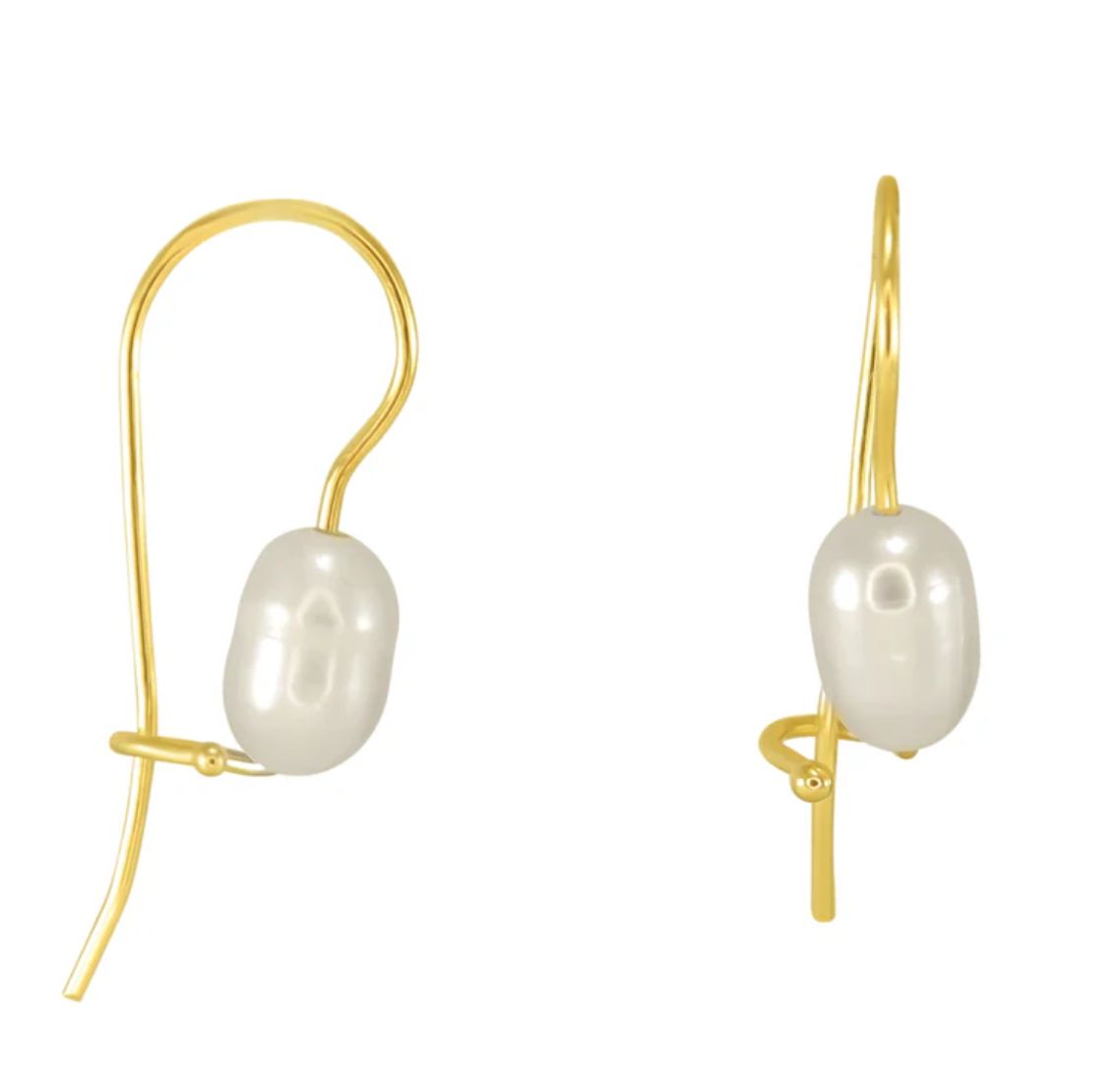 Single Pearl Earrings - Yellow Gold
