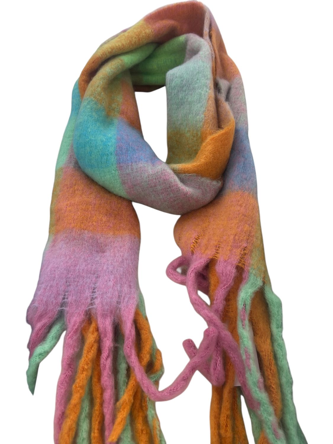 Checked Scarf Tangerine/Mint