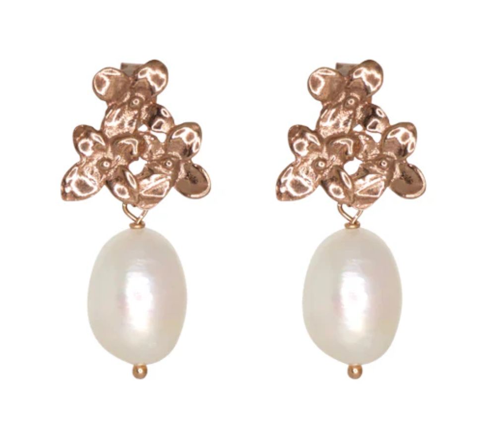Flower &amp; Pearl Drop Earrings
