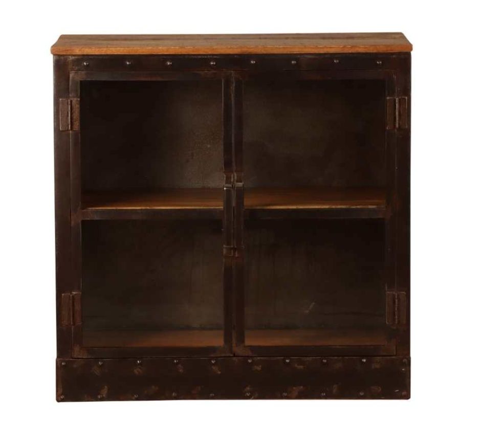 Industrial Wood iron Display Cabinet
