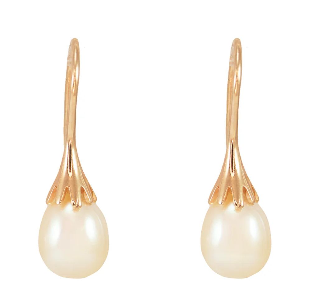 White Pearl Claw Drop Earrings