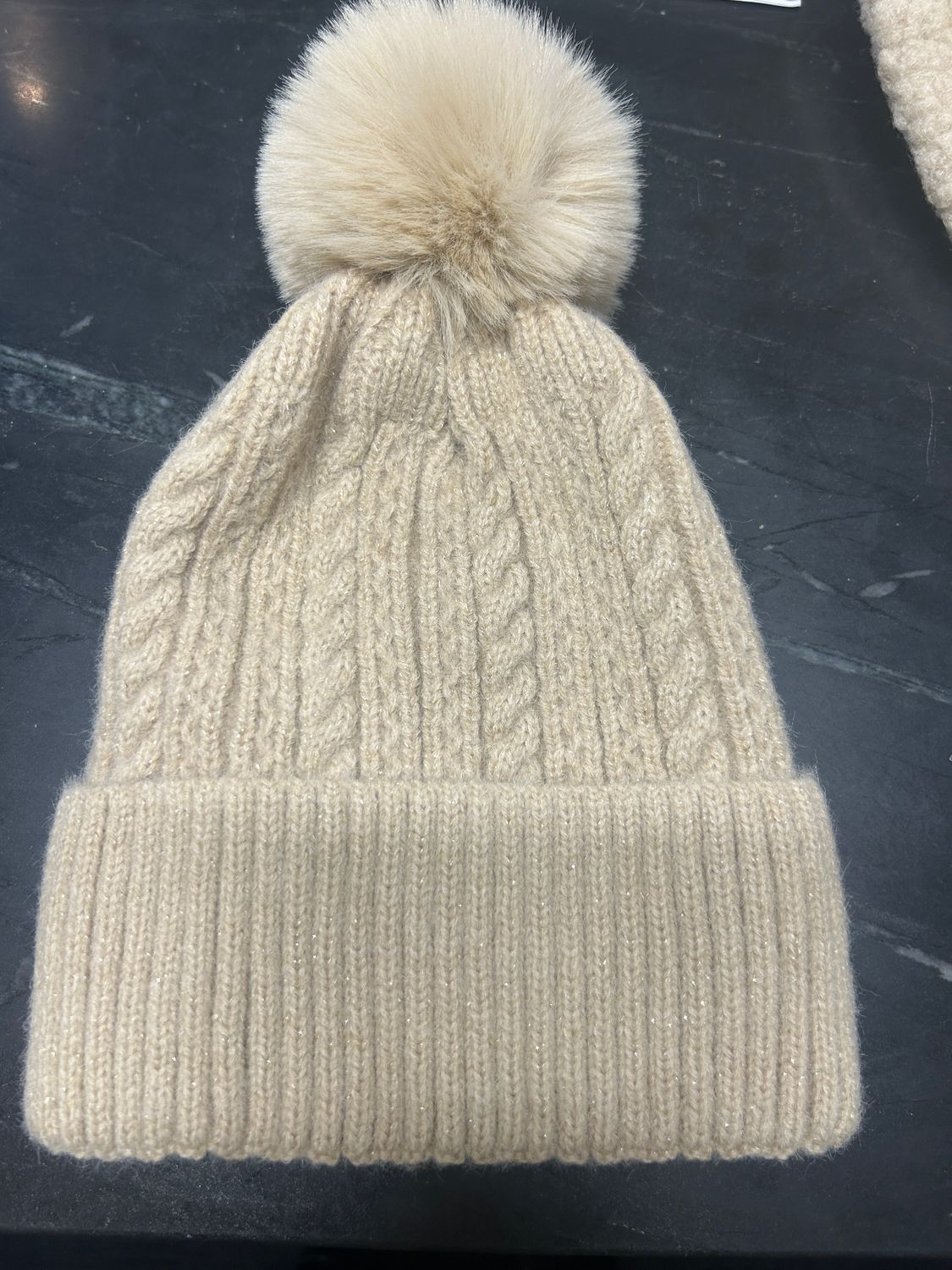 Pompom Thread Beanie Beige