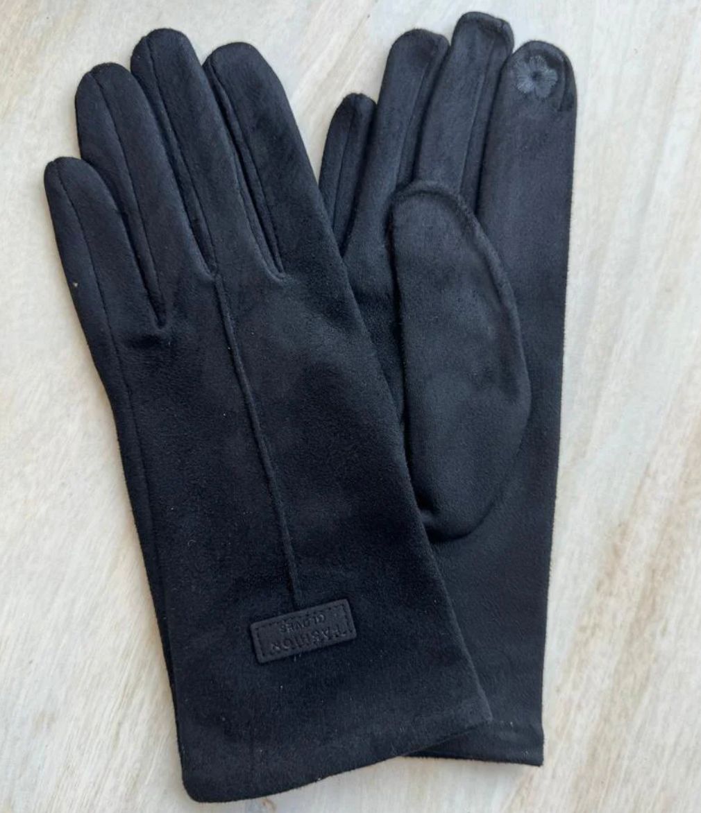 Poly Suede Gloves Black