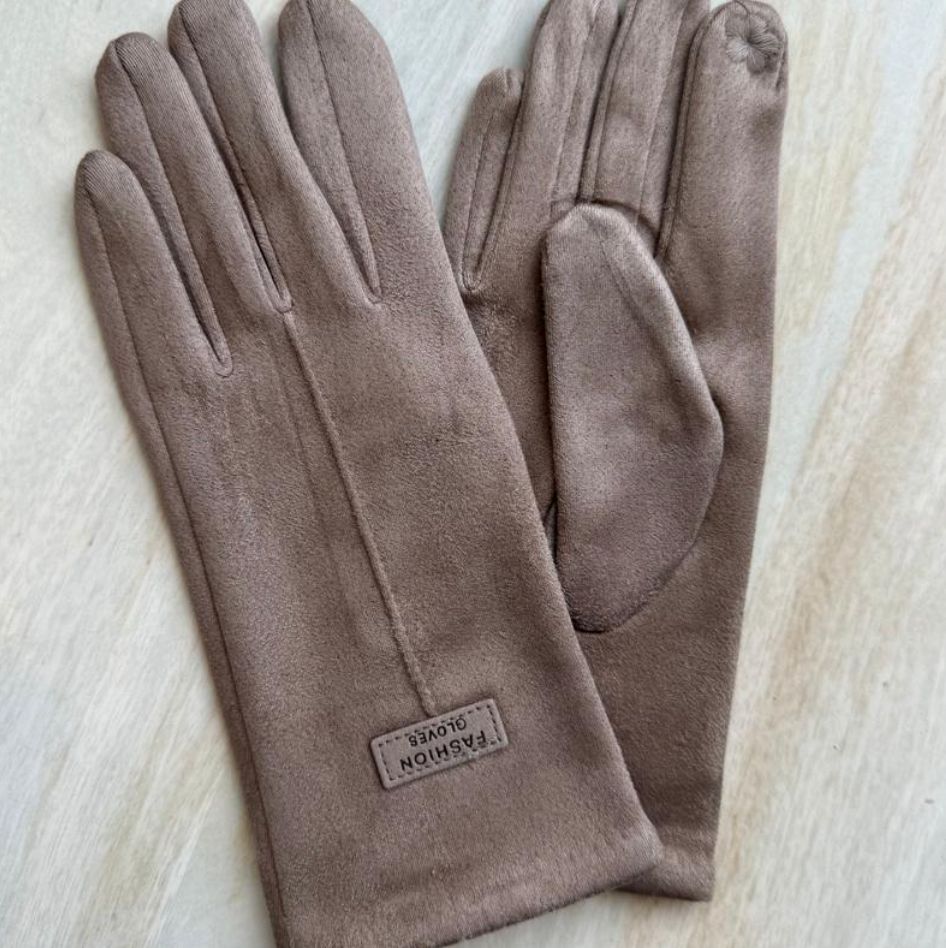 Poly Suede Gloves Camel