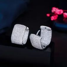 Silvery Zirconia Earrings