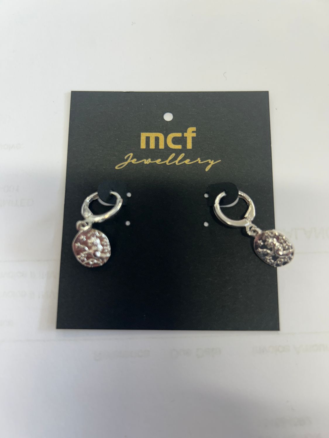 Silvery Coin Huggie Earrings