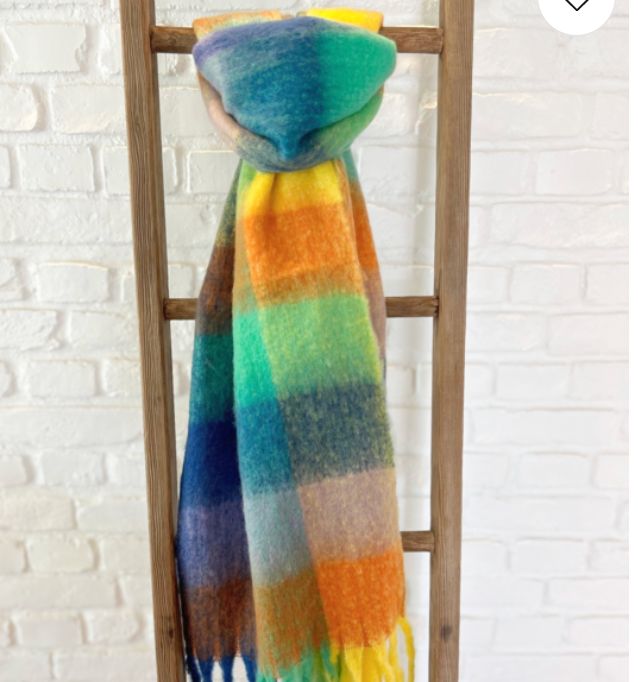 Checked Scarf Blue Yellow