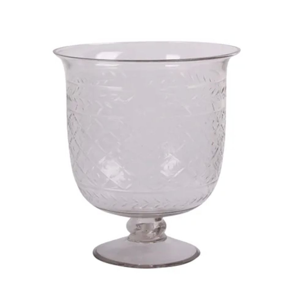 Cross Cut Footed Vase - Glass
