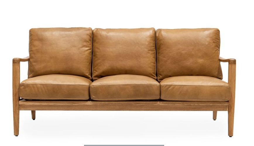 Reid 3 Seater Leather Sofa Tan