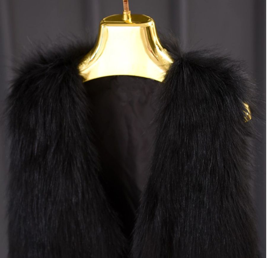 Faux Fur Waistcoat  - Black