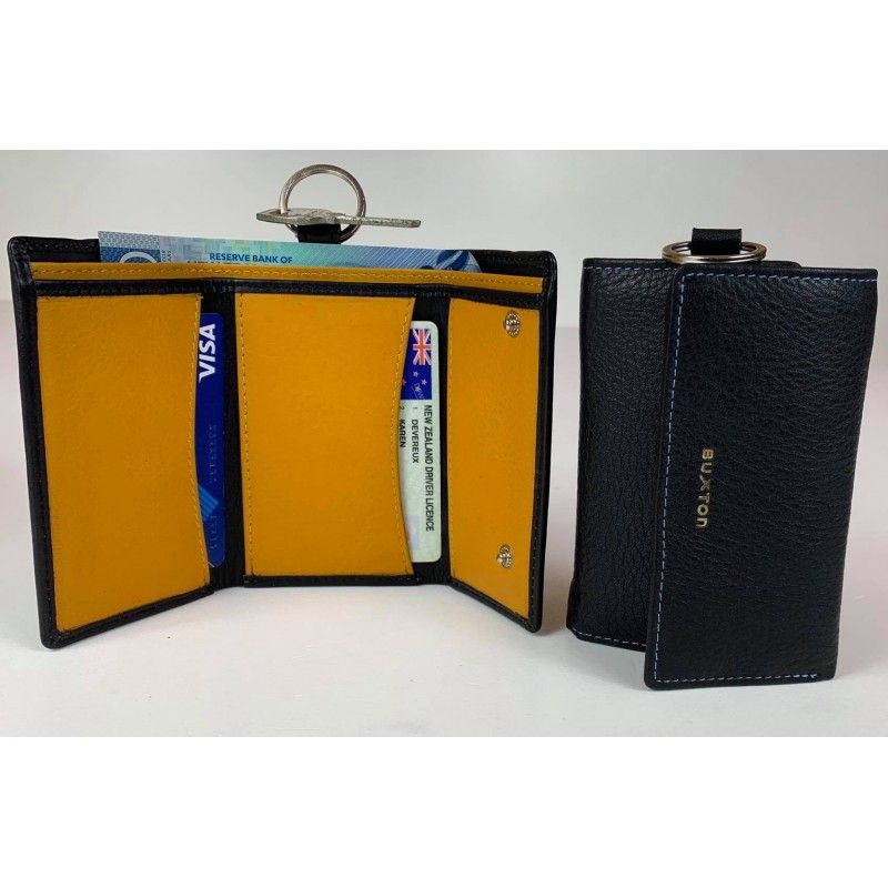 Mini Wallet &amp; Key Ring - Black &amp; Mustard